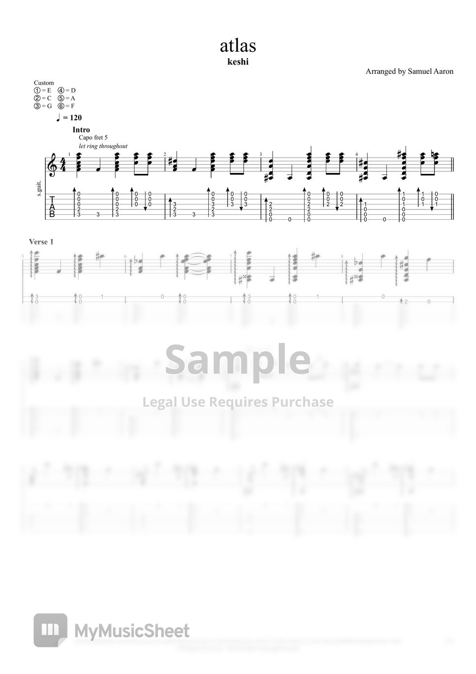 keshi - atlas (fingerstyle guitar tab)