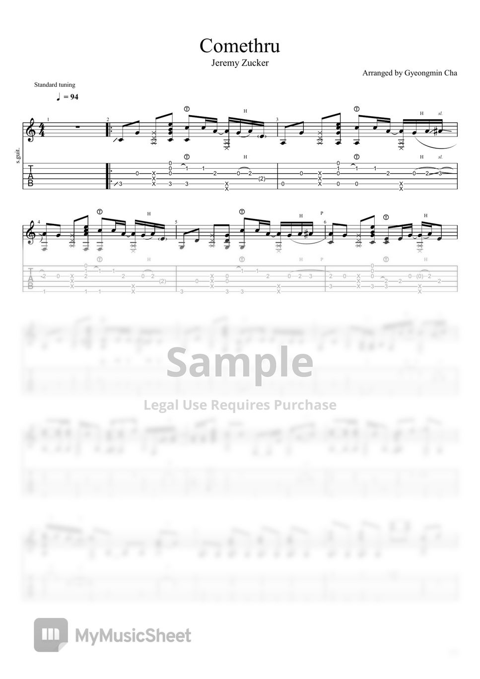 Jeremy Jucker - Comethru (Fingerstyle) Sheets by Gyeongmin