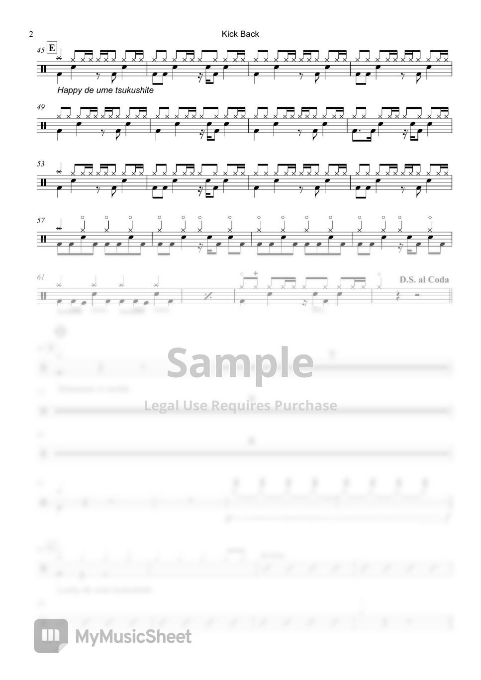 Kenshi Yonezu Kick Back (Chainsaw Man OP) Sheets by Raymond Goh