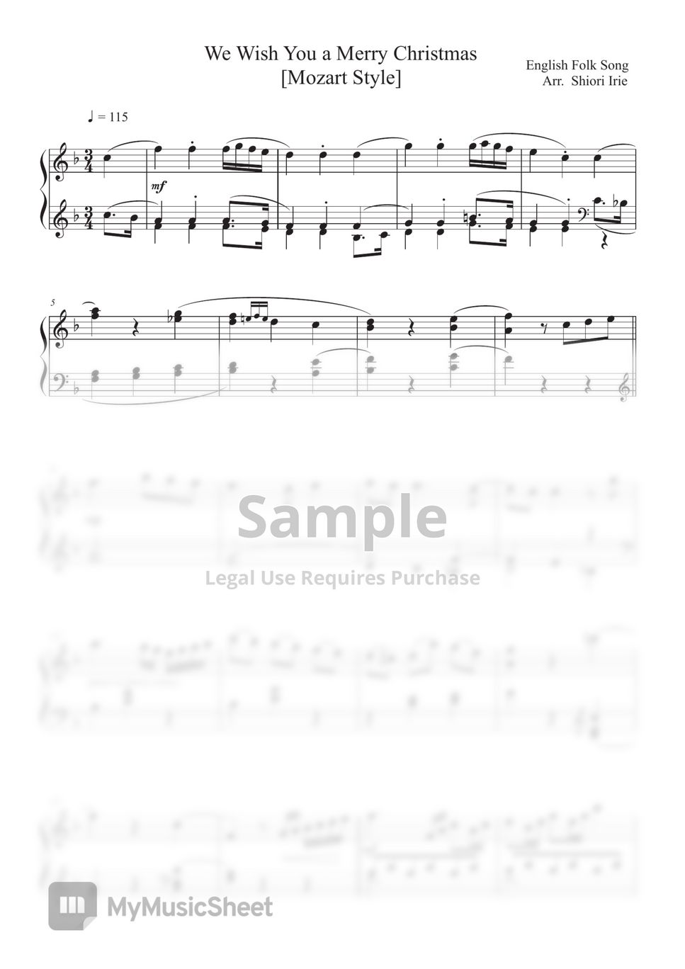 We Wish You A Merry Christmas (mozart Style) Sheets By 入江しほり