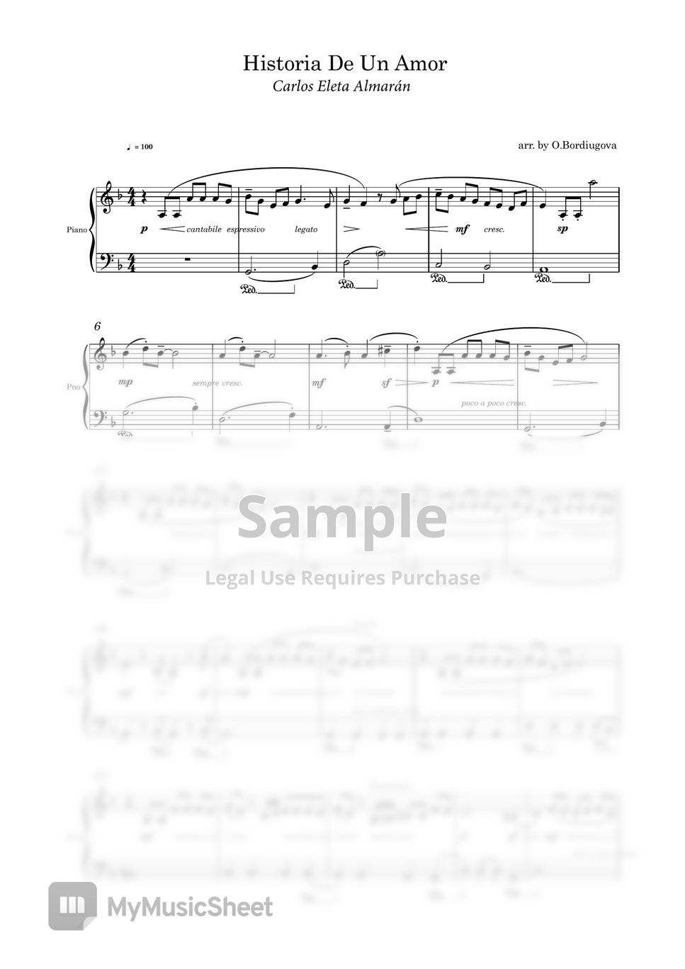 Carlos Almaran - Historia De Un Amor (Piano Arrangement of Lower-Intermediate Difficulty) by Edora