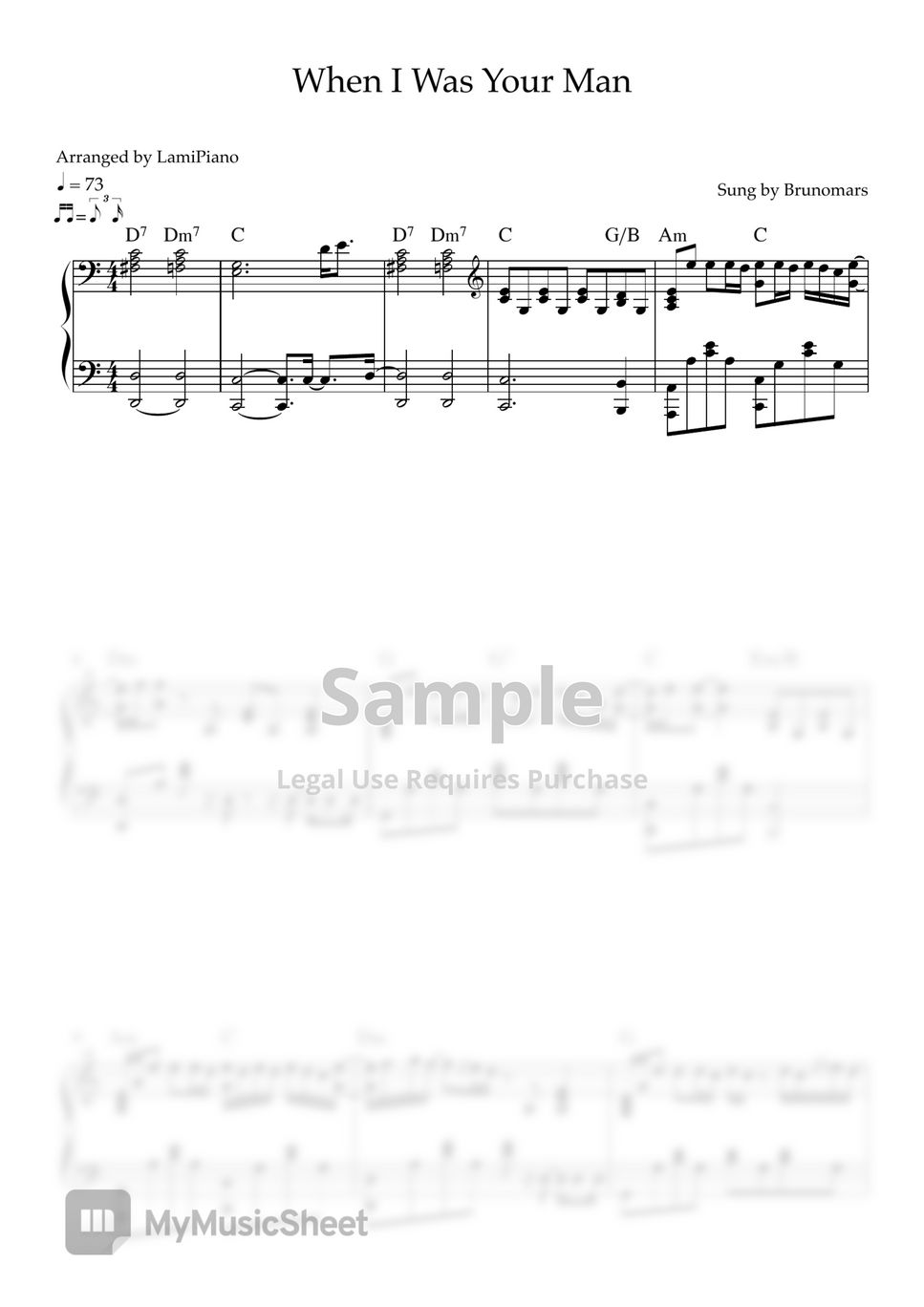 Bruno Mars - When I Was Your Man (Solo Piano/ Pop  Piano / Chords) by LamiPiano