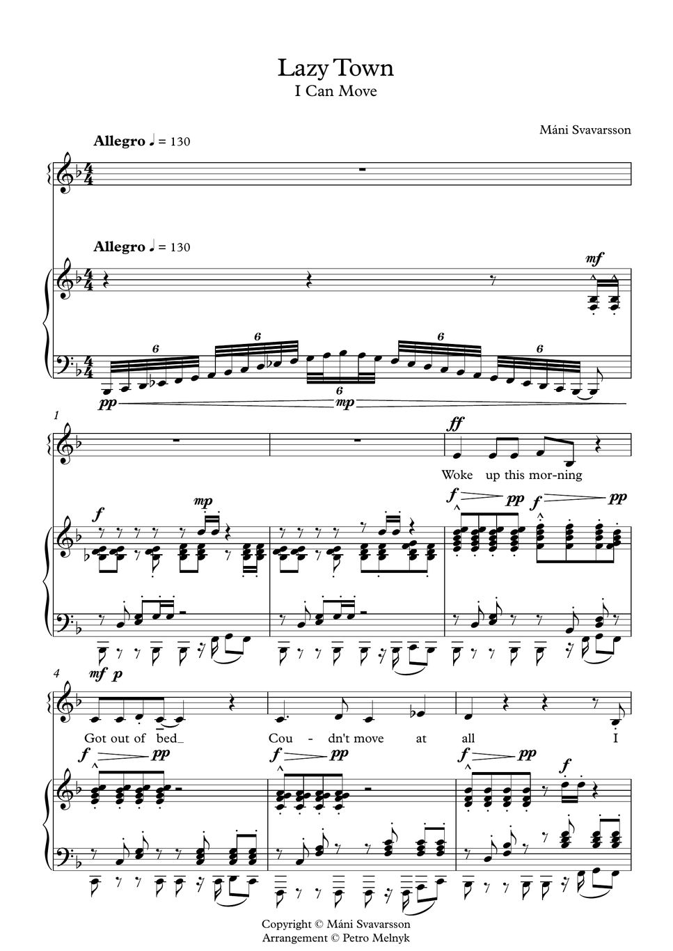 I Can Move LazyTown piano cover Sheets by Petro Melnyk