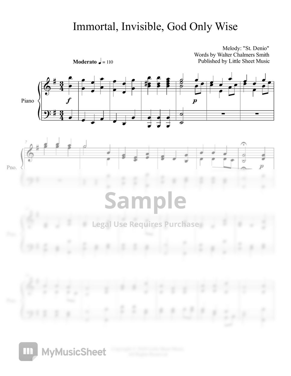 Walter Chalmers Smith Immortal, Invisible, God Only Wise Partition