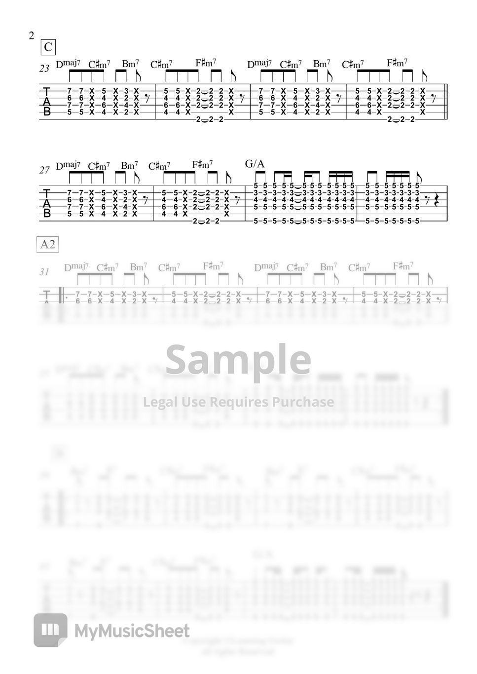 Earth Wind & Fire - September Guitar Rhythm TAB by Learning Guitar