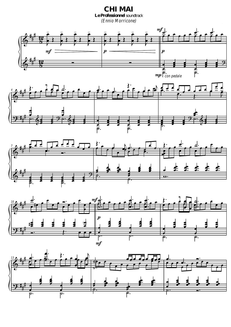 Chi mai (Le Professionnel OST) Ennio Morricone "Профессионал" शीट