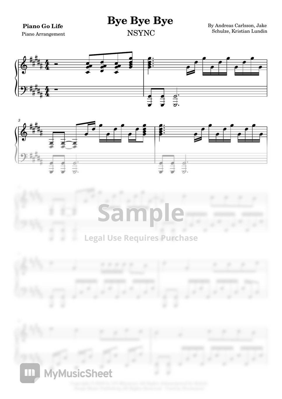 Nsync bye bye bye by piano go life
