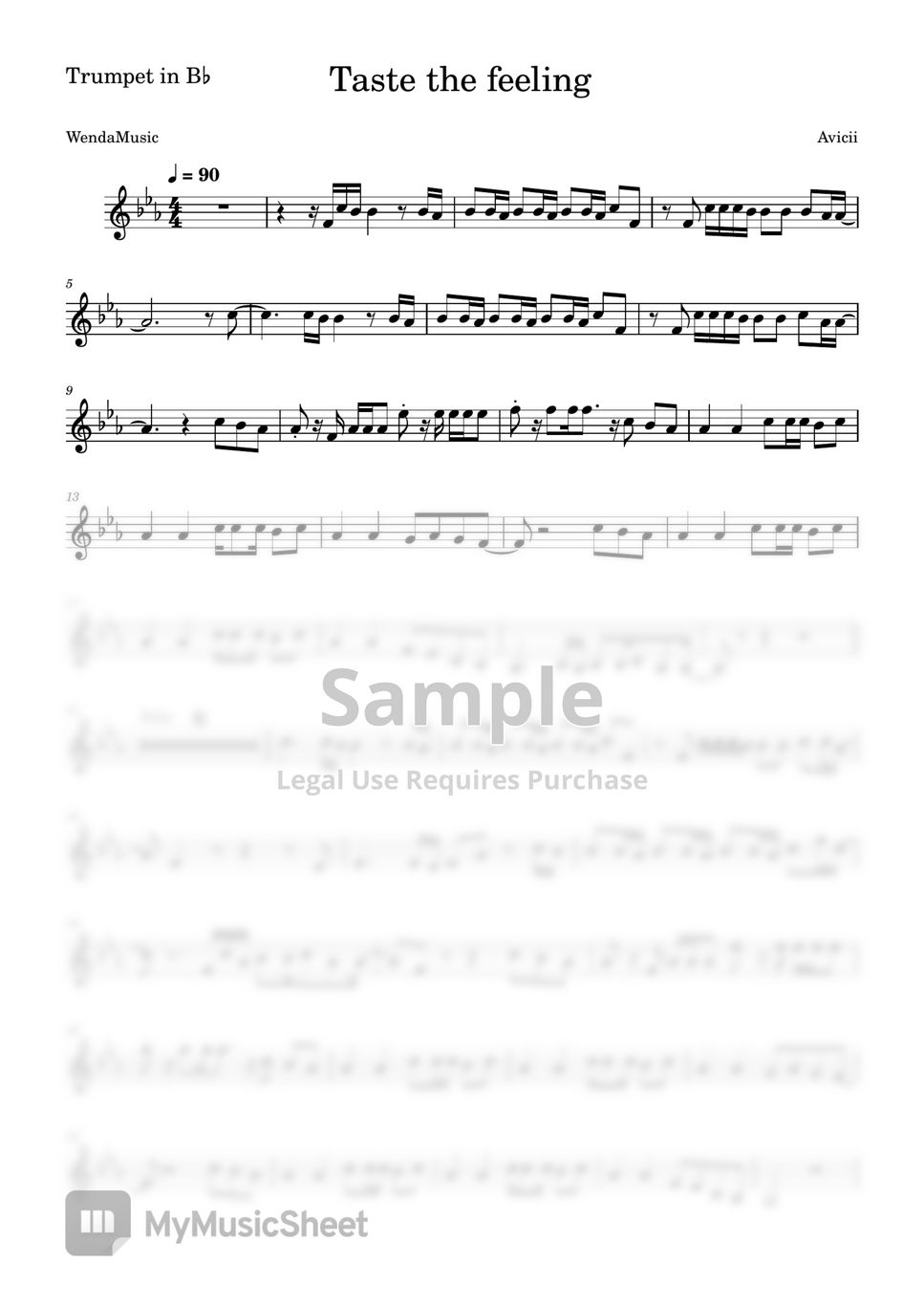 Avicii - Taste the Feeling (Trumpet in Bb) by WendaMusic
