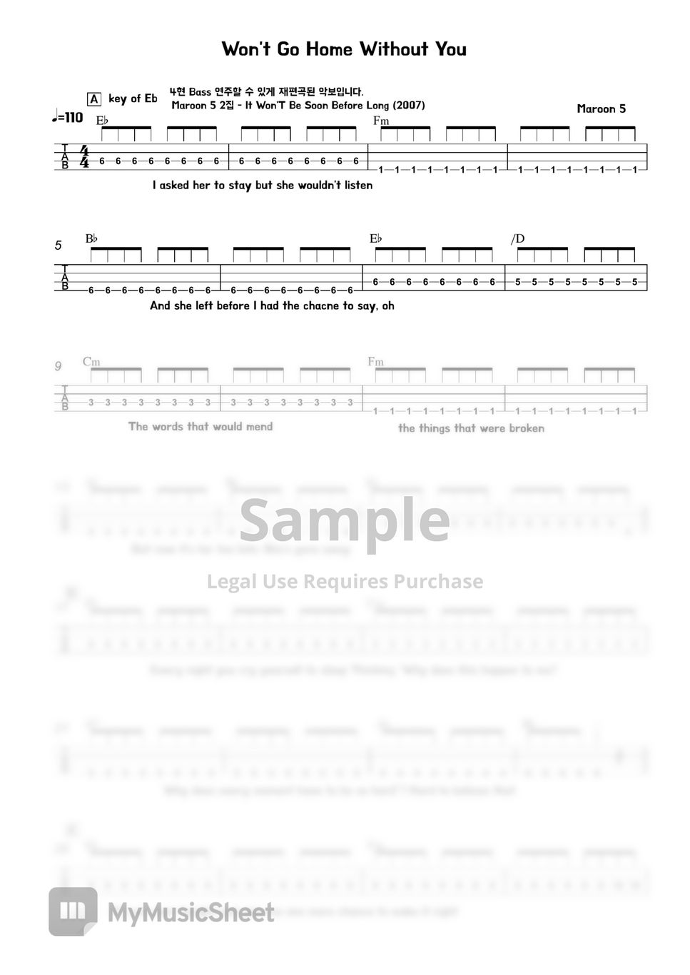 maroon-5-won-t-go-home-without-you-sheets-by-kimme