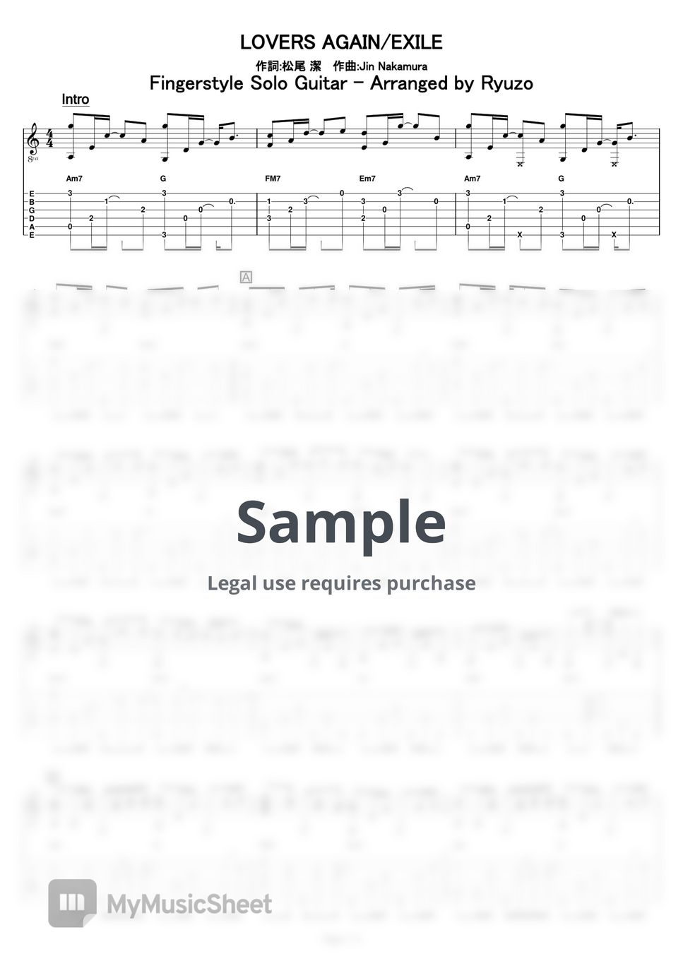 EXILE - Lovers Again Sheets by 龍藏Ryuzo