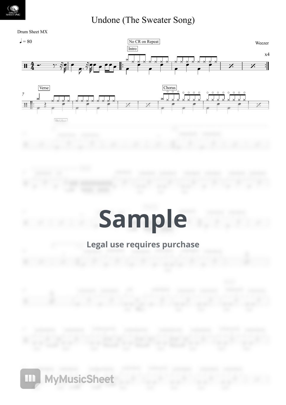 Weezer - Undone (The Sweater Song) Sheets by Drum Sheet MX