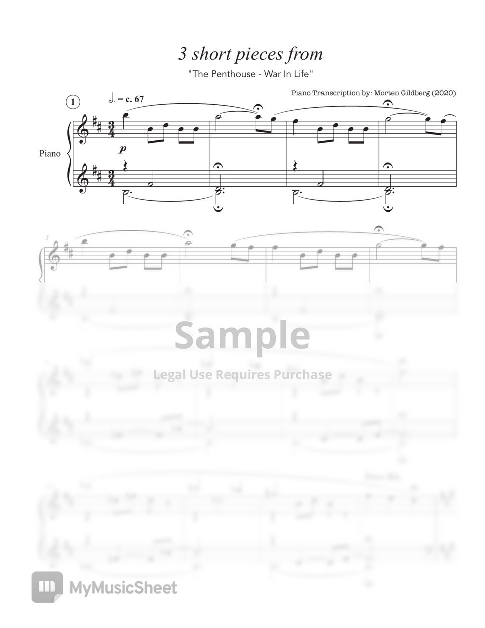 The Penthouse - (펜트하우스) BGM - '3 short pieces' - piano arrangement by Morten Gildberg