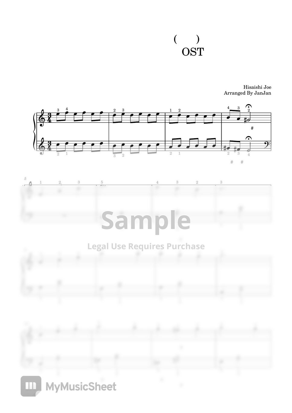 Merry Go Round of Life OST - howl's moving castle (Easy sheet) by janjanpiano