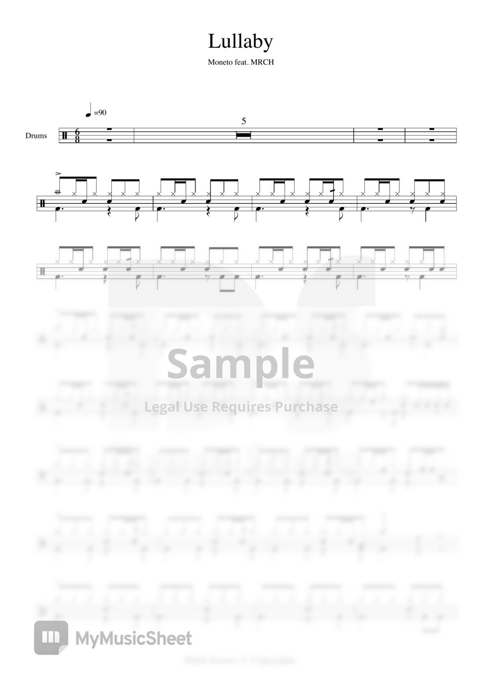 Moneto feat. MRCH - Lullaby (鼓譜) by Scoresdrum