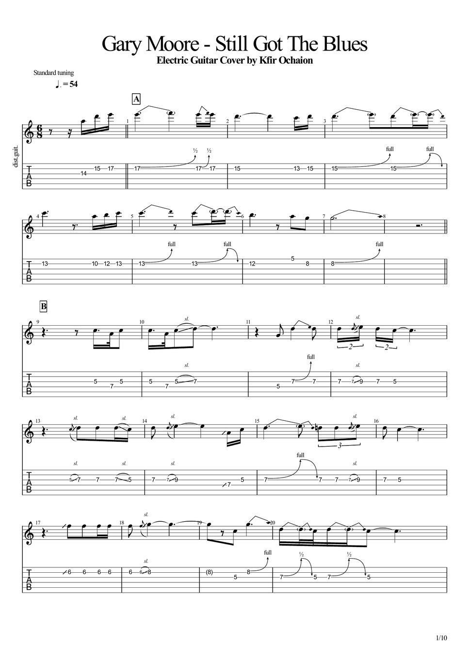 Gary Moore Still Got the Blues Sheets by Kfir Ochaion
