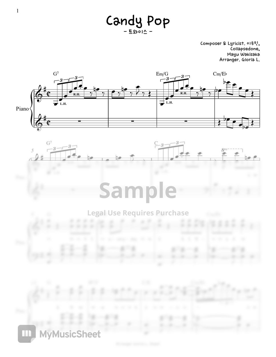 Twice (트와이스) - Candy Pop (캔디팝)  Piano Sheet by. Gloria L.