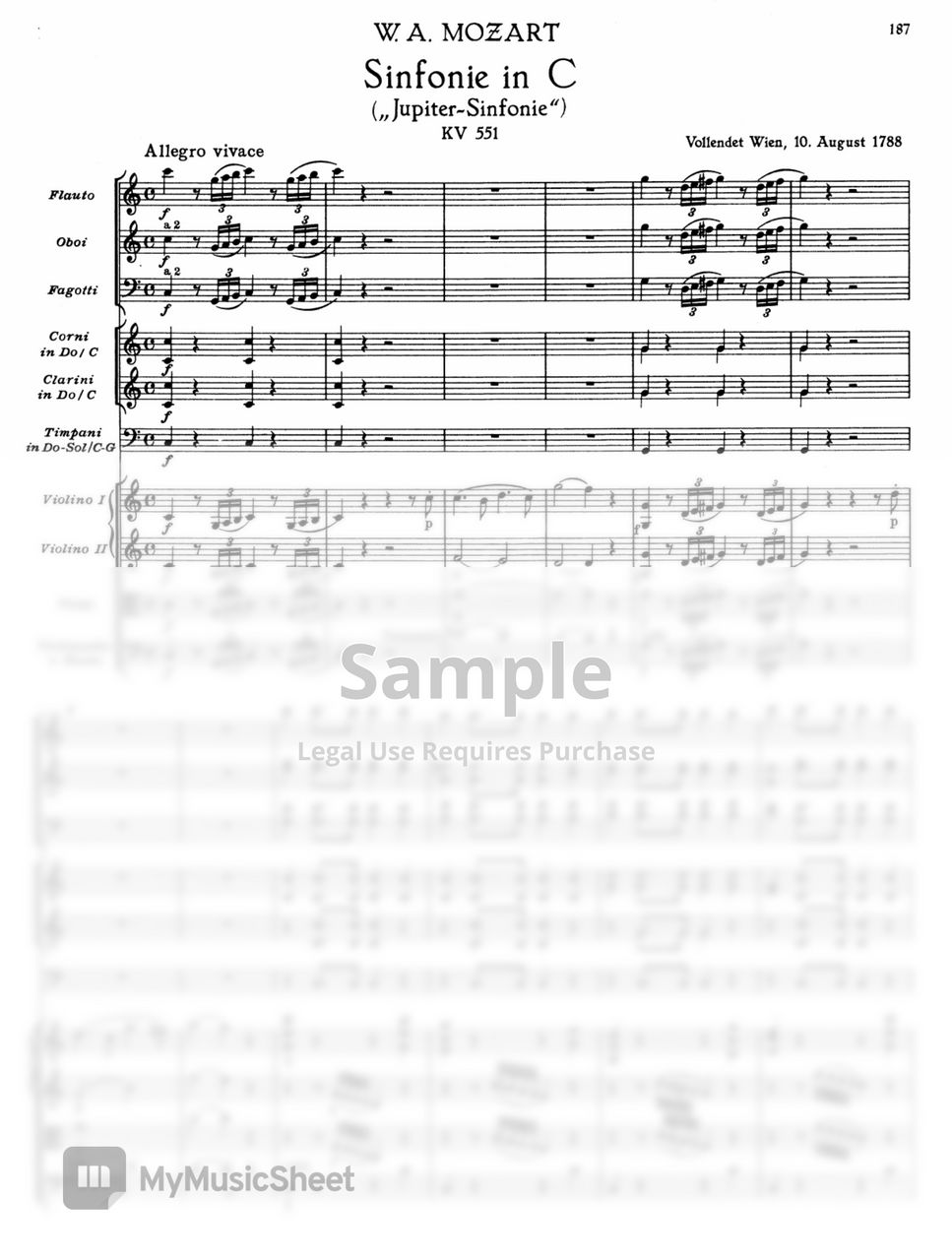 W. A. Mozart - Symphony No. 41 in C major (Jupiter Symphony) by Original Score