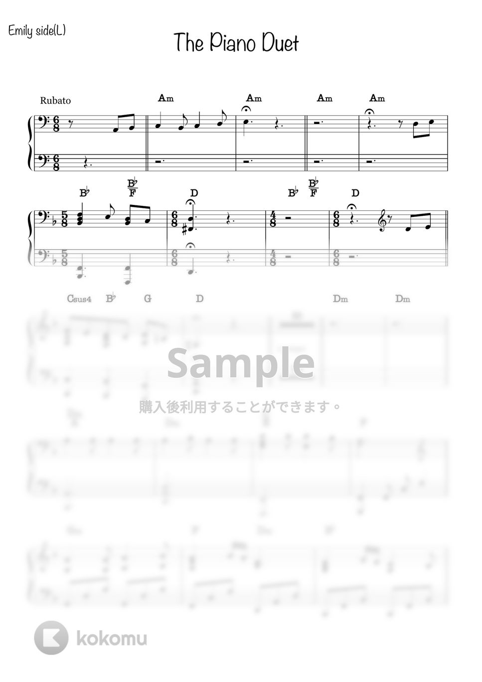 ELFMAN DANNY - ティム・バートンのコープスブライド「The Piano Duet」 (ピアノ連弾/ティムバートン/コード有/コープスブライド) by CAFUNE-かふね-