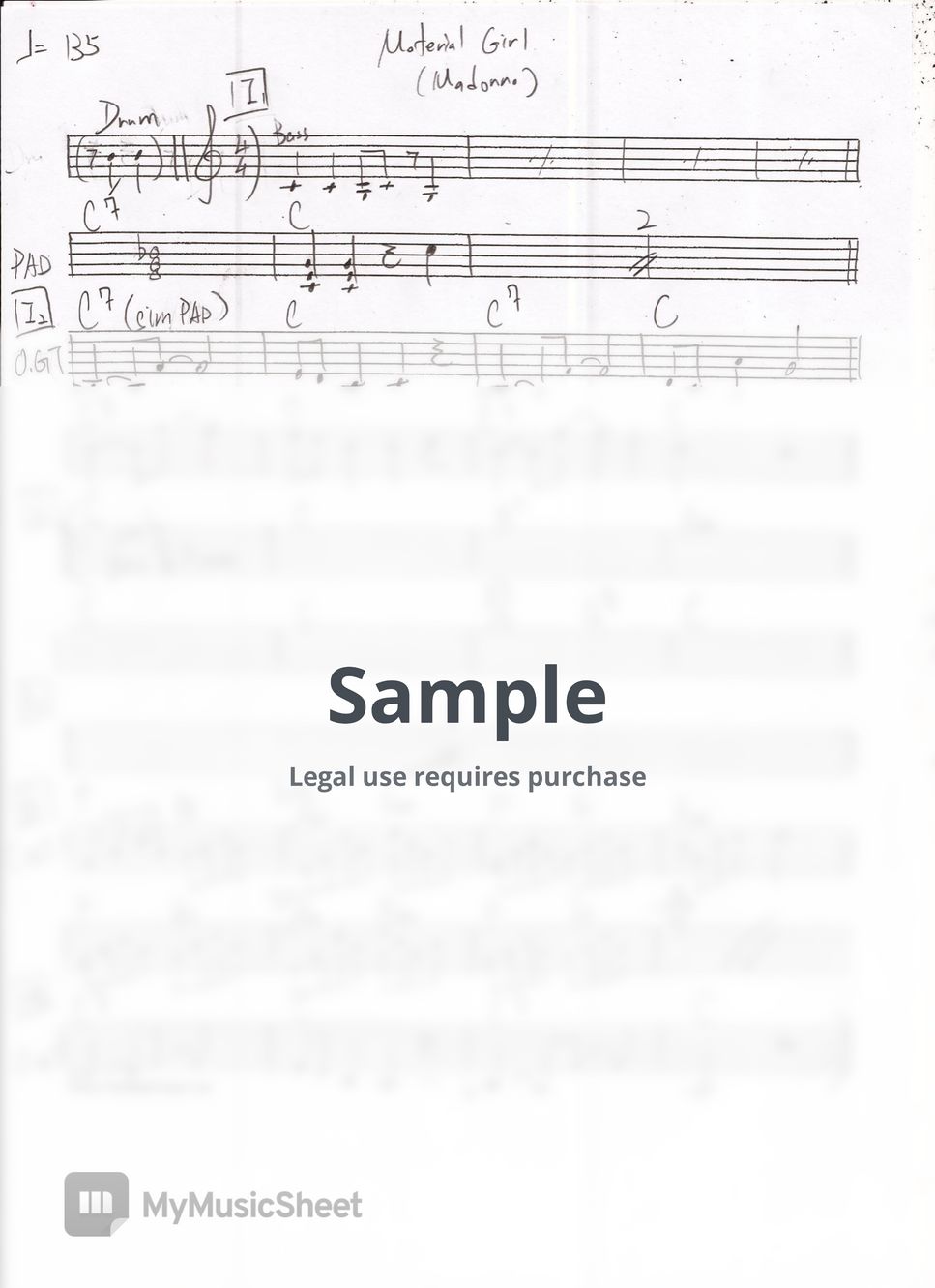 Madonna Material girl Tab + 단선 악보 by edward8561