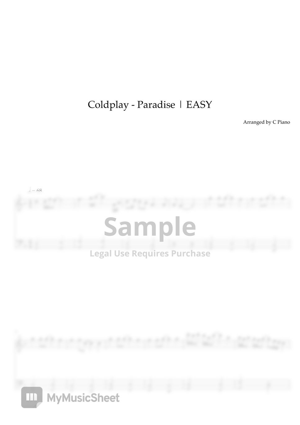 Paradise' Coldplay Piano Arrangement Sheet music for Piano (Solo