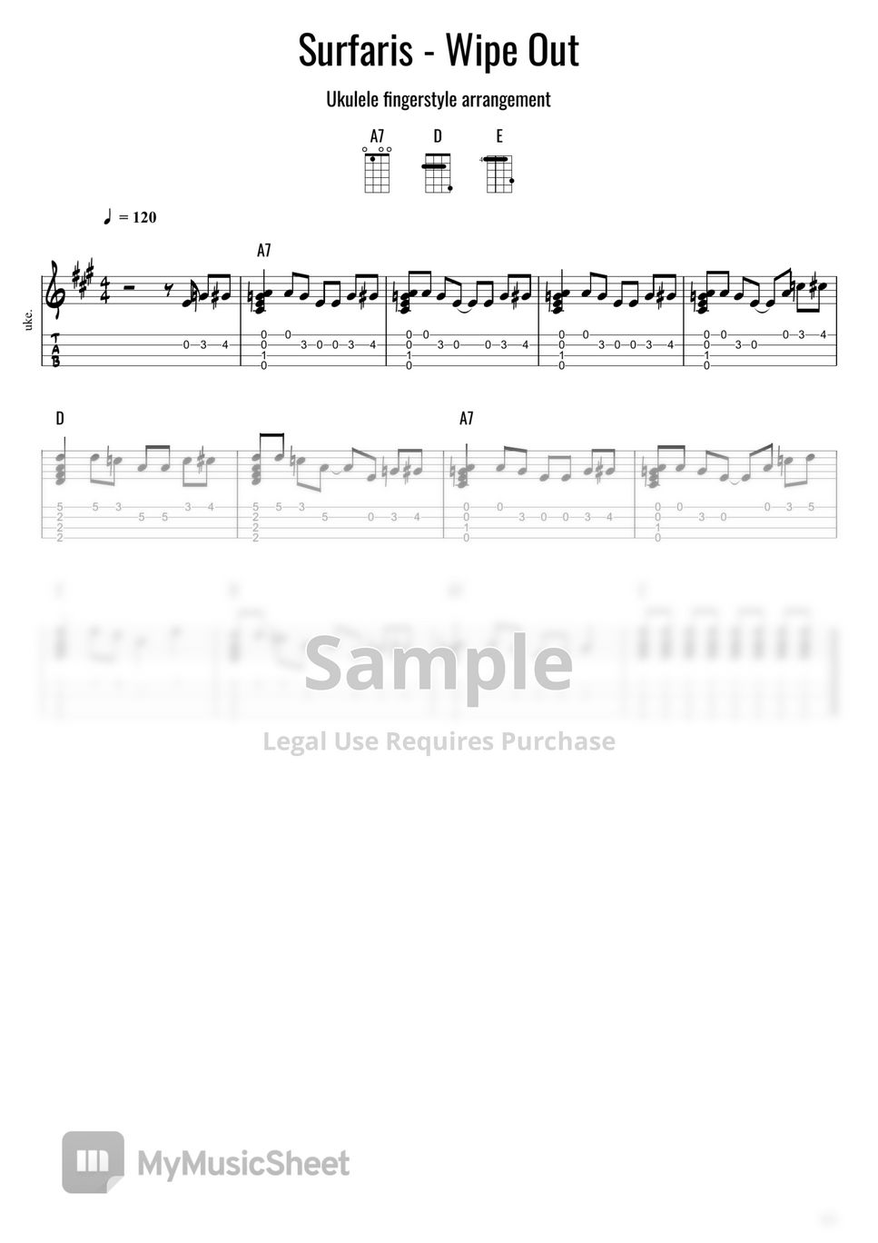 The Surfaris Wipe Out (Fingerstyle) Hoja by Vasko (Ukulele Cheats)