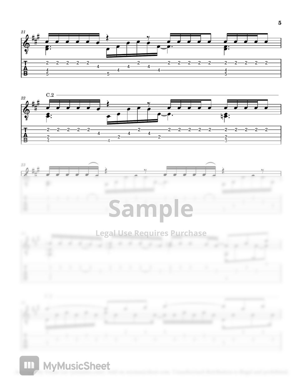 JVKE - Golden Hour - Guitar Solo (Staff+Tab) by Yenne Lee