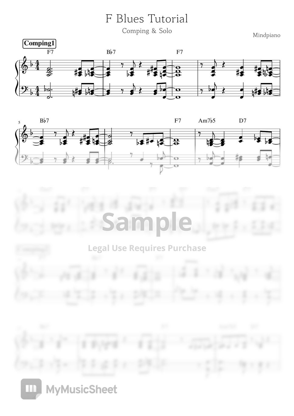 F Blues Tutorial Comping&Solo (Jazz Piano) Sheets by Mindpiano