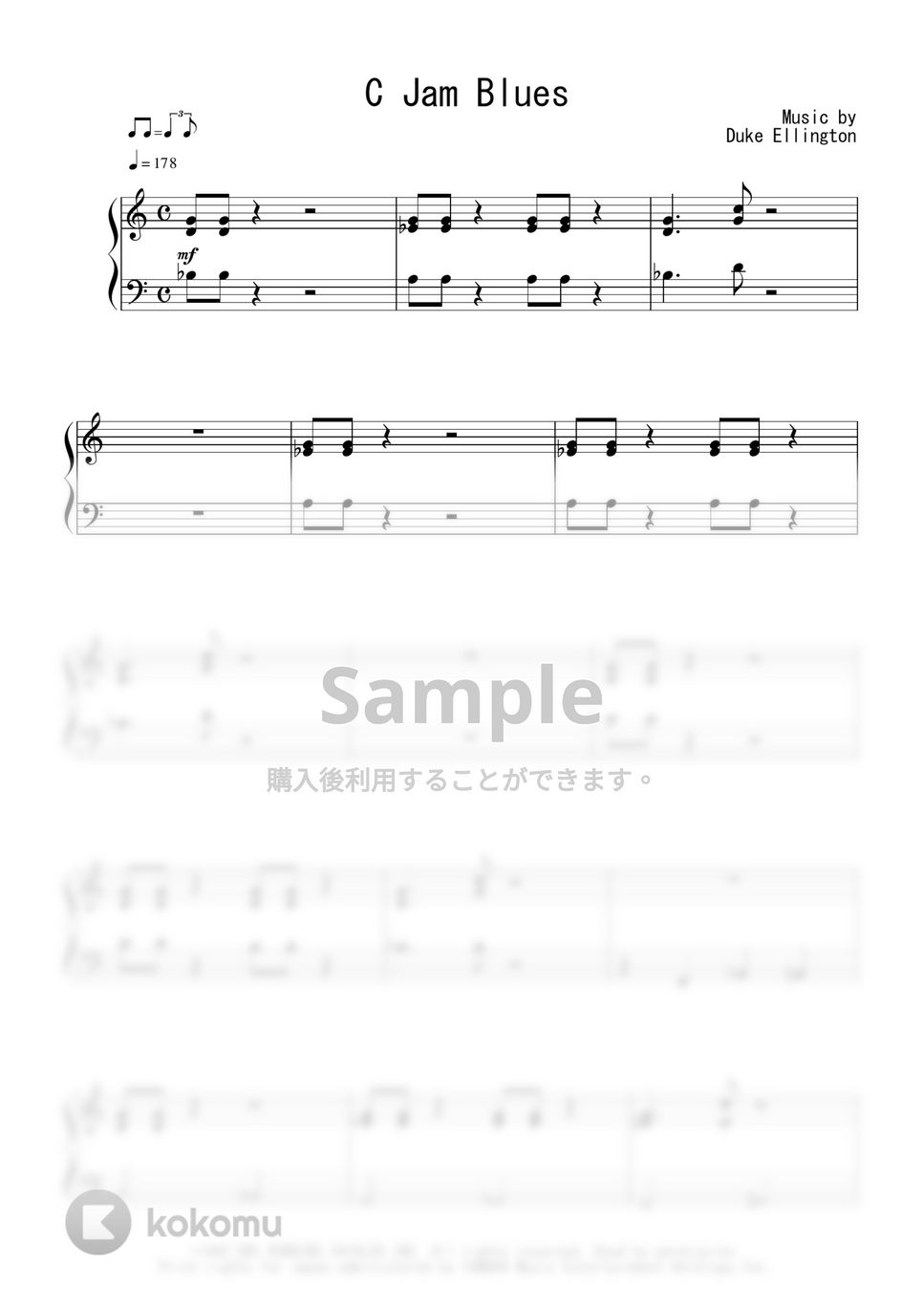 デューク・エリントン - C Jam Blues 楽譜 by Peony