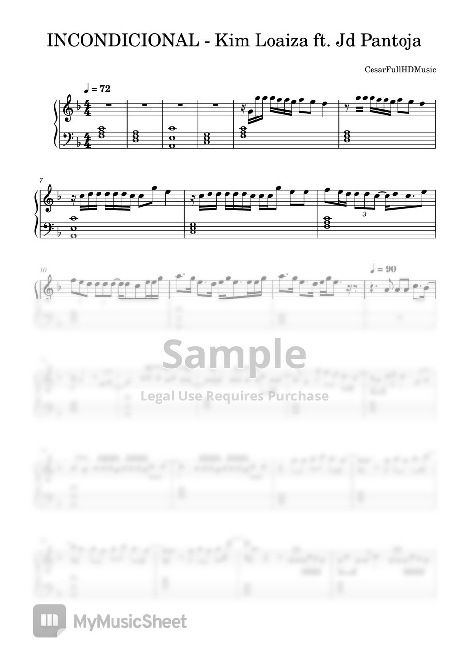 Kim Loaiza ft. Jd Pantoja INCONDICIONAL Sheets