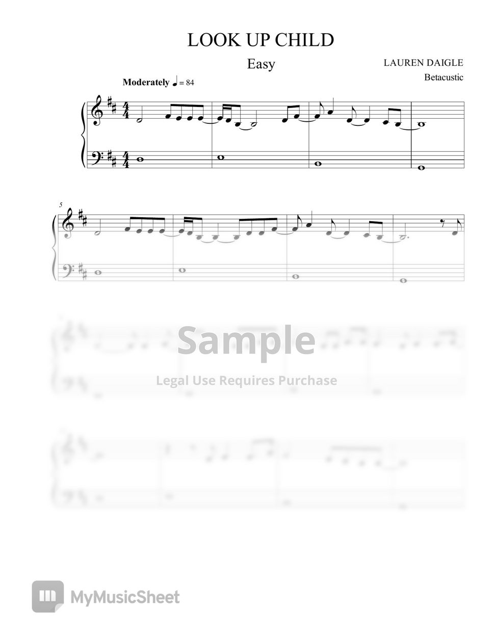 Lauren Daigle Look Up Child (Easy Piano) 악보 by Betacustic