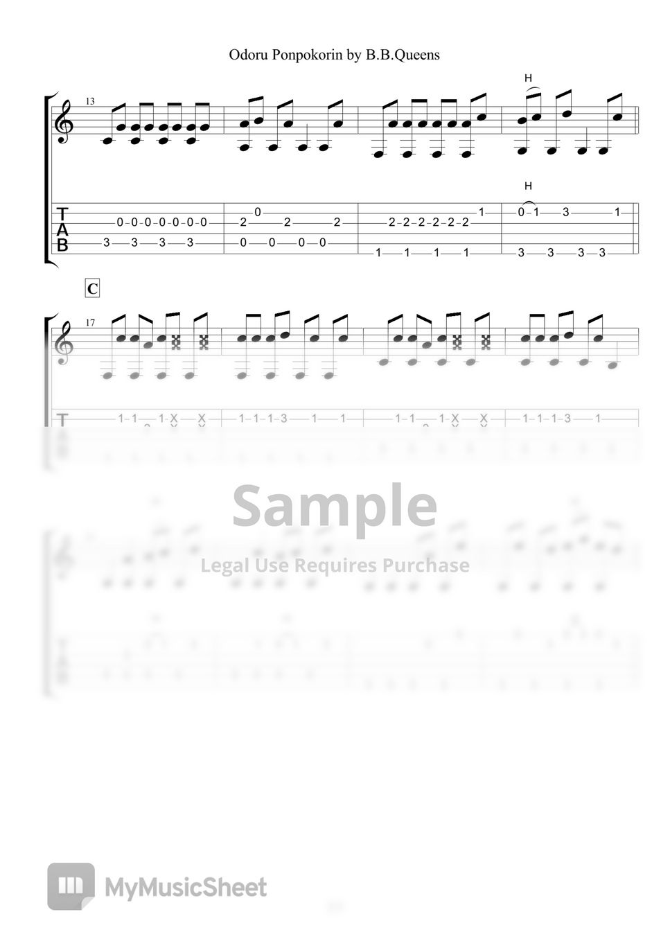 Chibi Maruko Chan - Odoru Ponpokorin (Guitar TAB) Tab + 1staff By ...