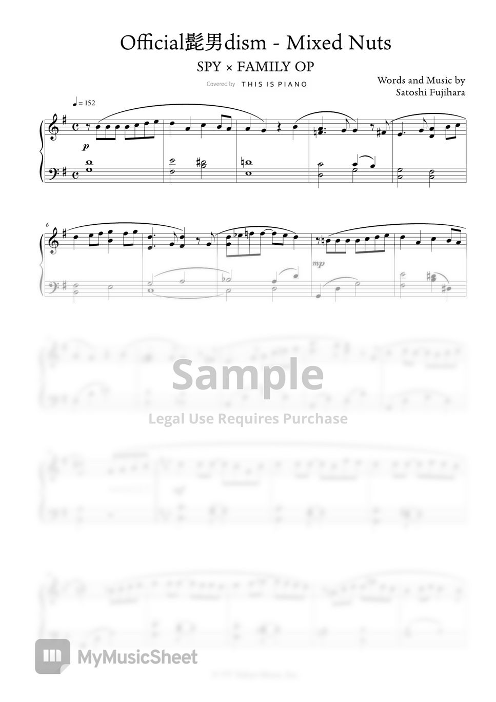 Mixed Nuts Sax/Piano - Spy X Family OP1 Sheet music for Piano