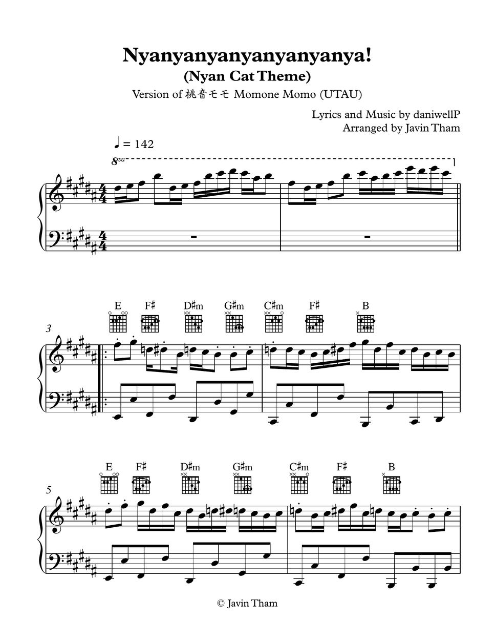 daniwellP Nyanyanyanyanyanyanya! (Nyan Cat Theme) 樂譜 by Javin Tham