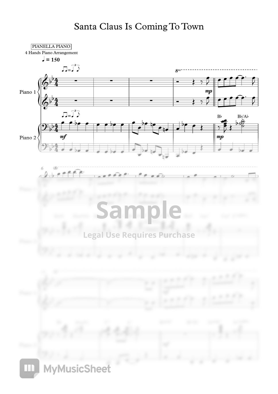 Michael Buble - Santa Claus Is Coming To Town (Piano Sheet) by Pianella Piano