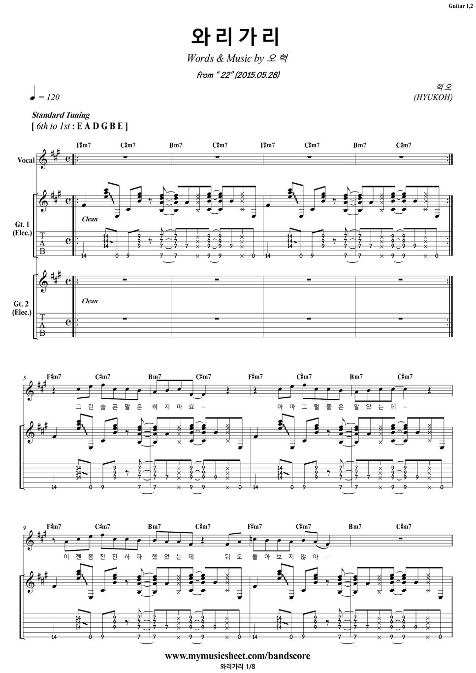 HYUKOH - Comes And Goes | Guitar Sheets