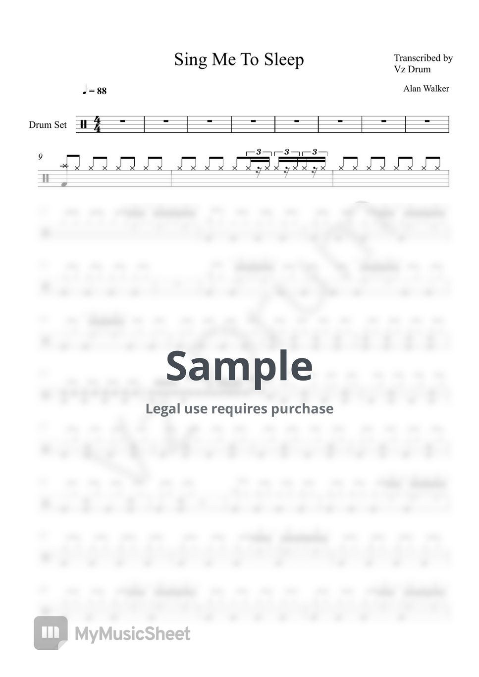 Alan Walker Sing Me To Sleep Sheets By Vz Drum