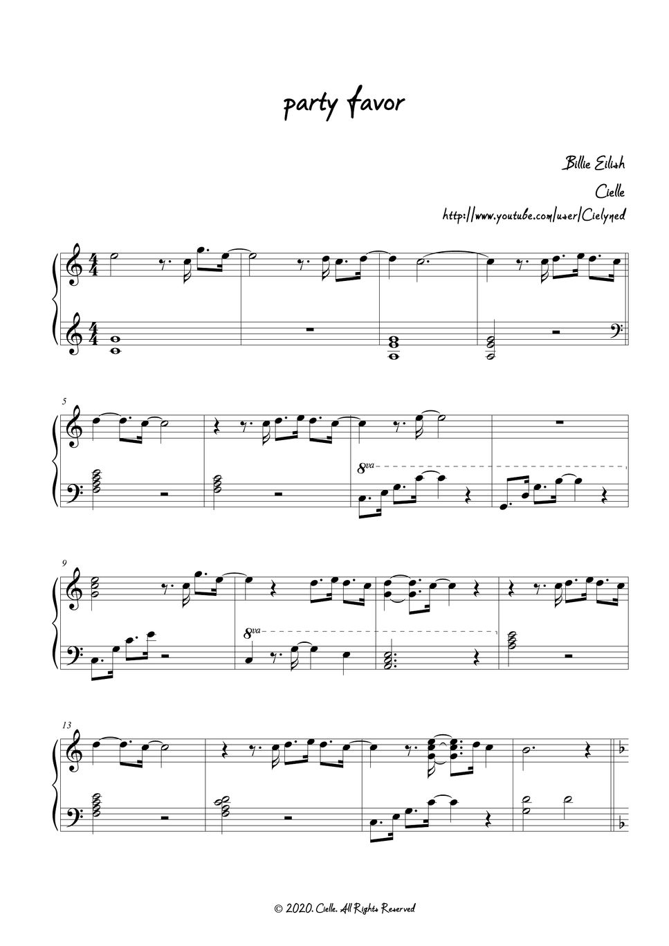 Billie Eilish party favor Sheets by Cielle