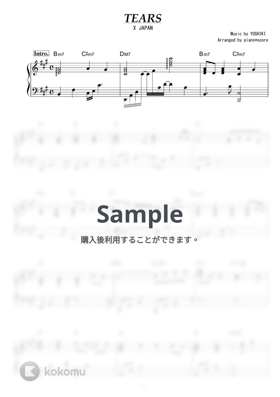 X JAPAN - TEARS (YOSHIKI) by piano*score