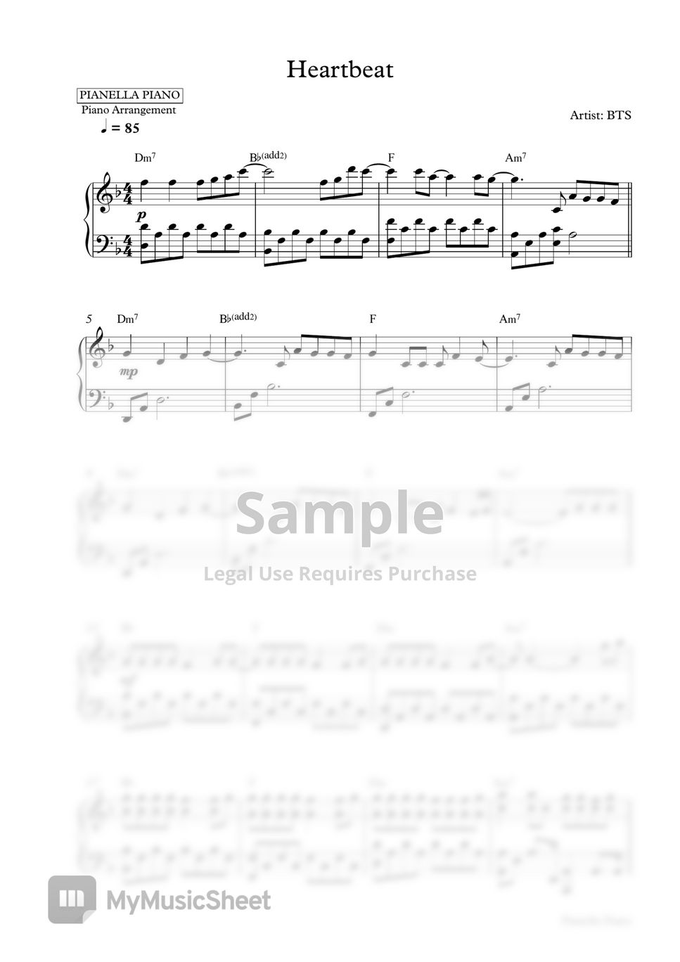 BTS - Heartbeat (Piano Sheet) by Pianella Piano
