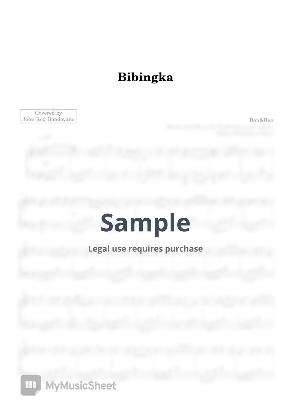 Ben&amp;Ben - Bibingka (PIANO SHEET) by John Rod Dondoyano