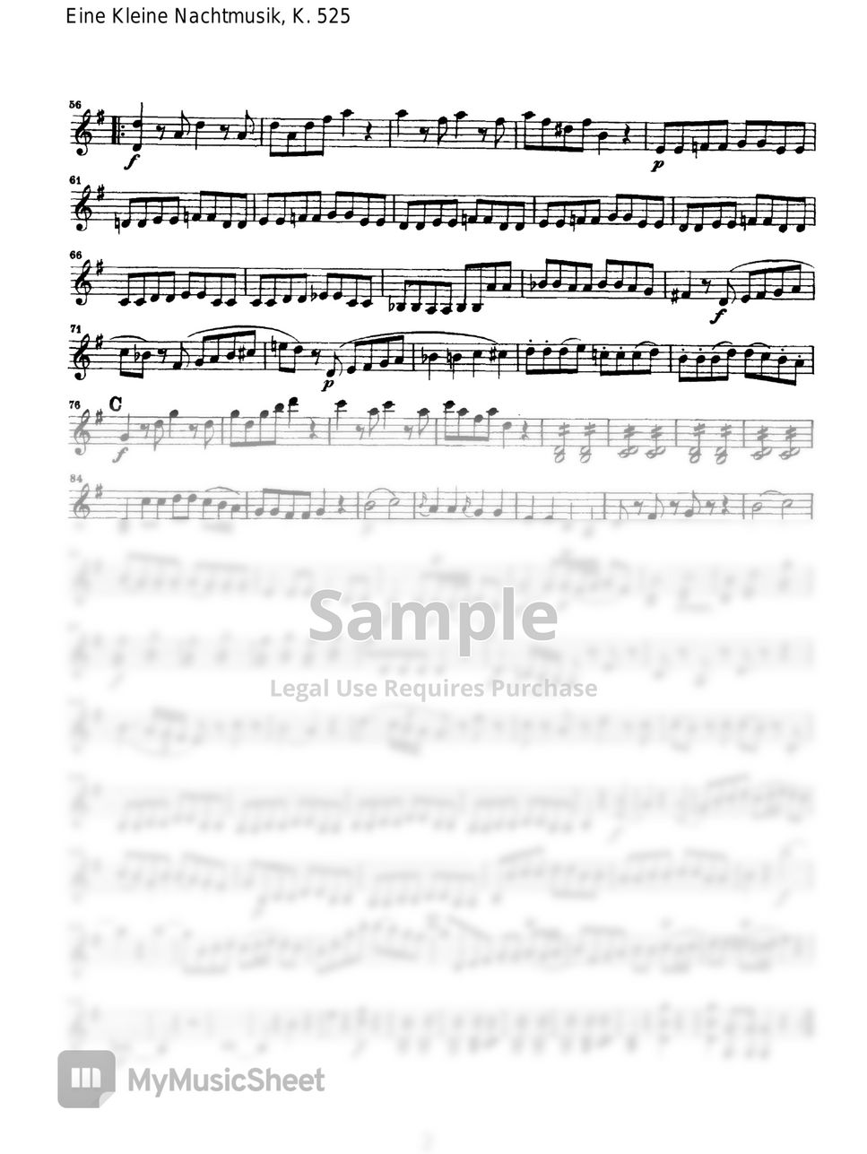 W.A.Mozart - Eine Kleine Nacht musik - Violin I & II by Original Sheet