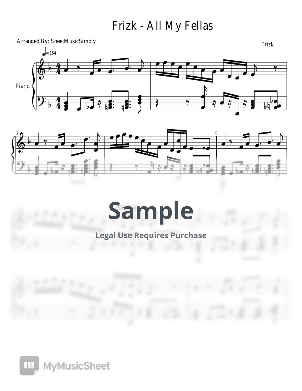 Frizk all my fellas sheets by sheetmusicsimply