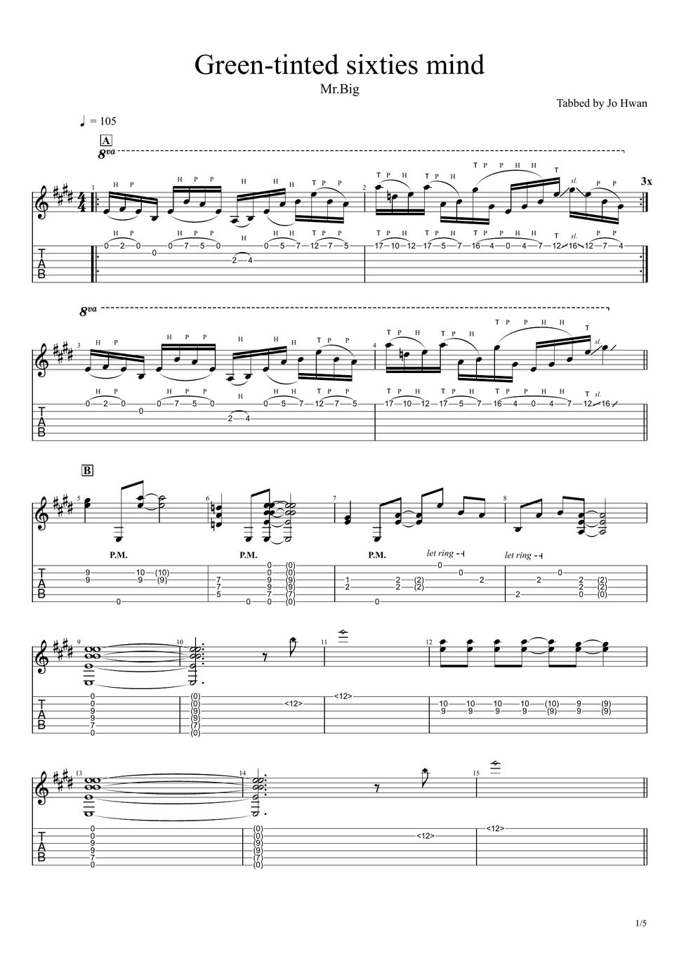Mr.Big Greentinted sixties mind Tab + 1staff by Jo Hwan