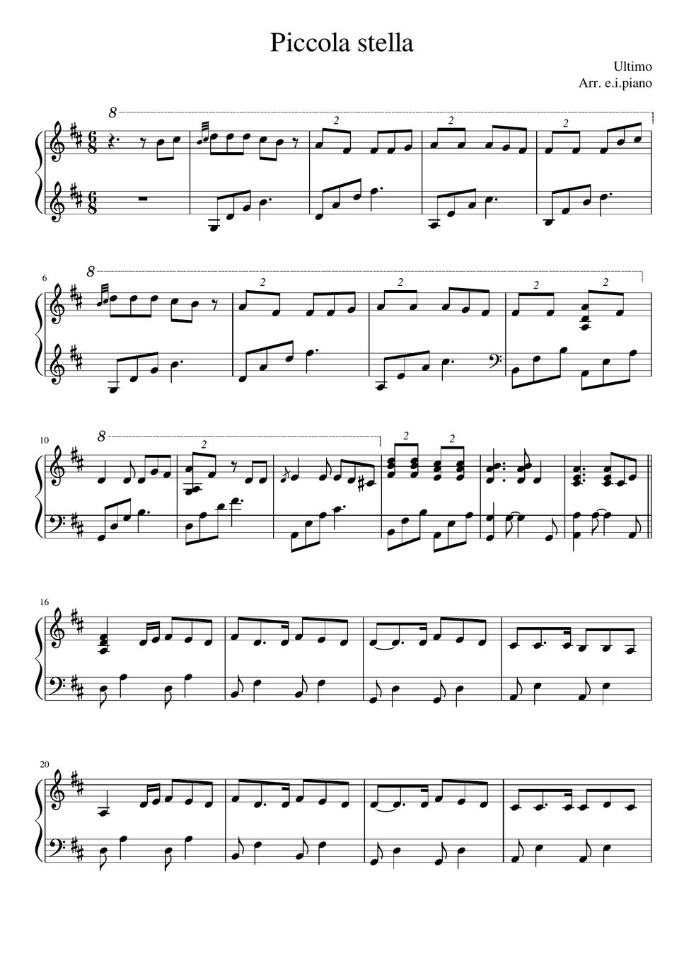 Ultimo - Piccola stella sheet music for piano [PDF], Piano&Vocal