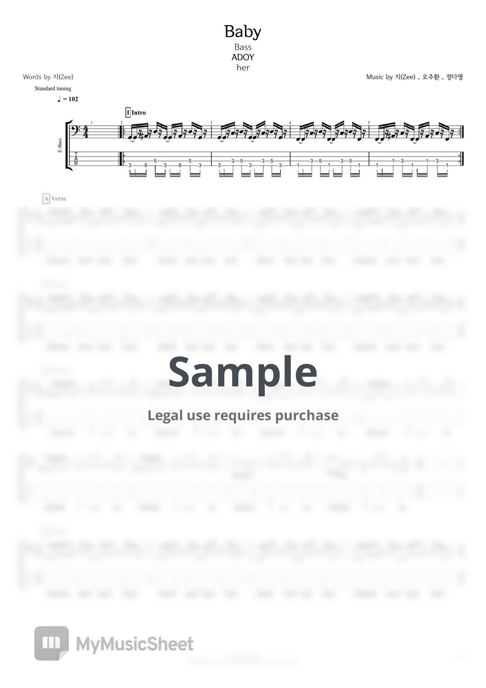 ADOY Baby (Bass TAB) Sheets by Mandu