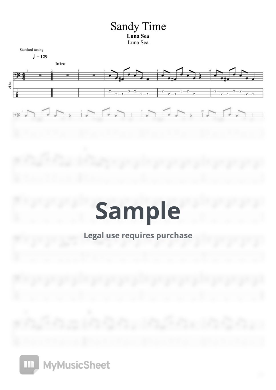 Luna sea - Sandy time (Bass Tab) by Luna sea