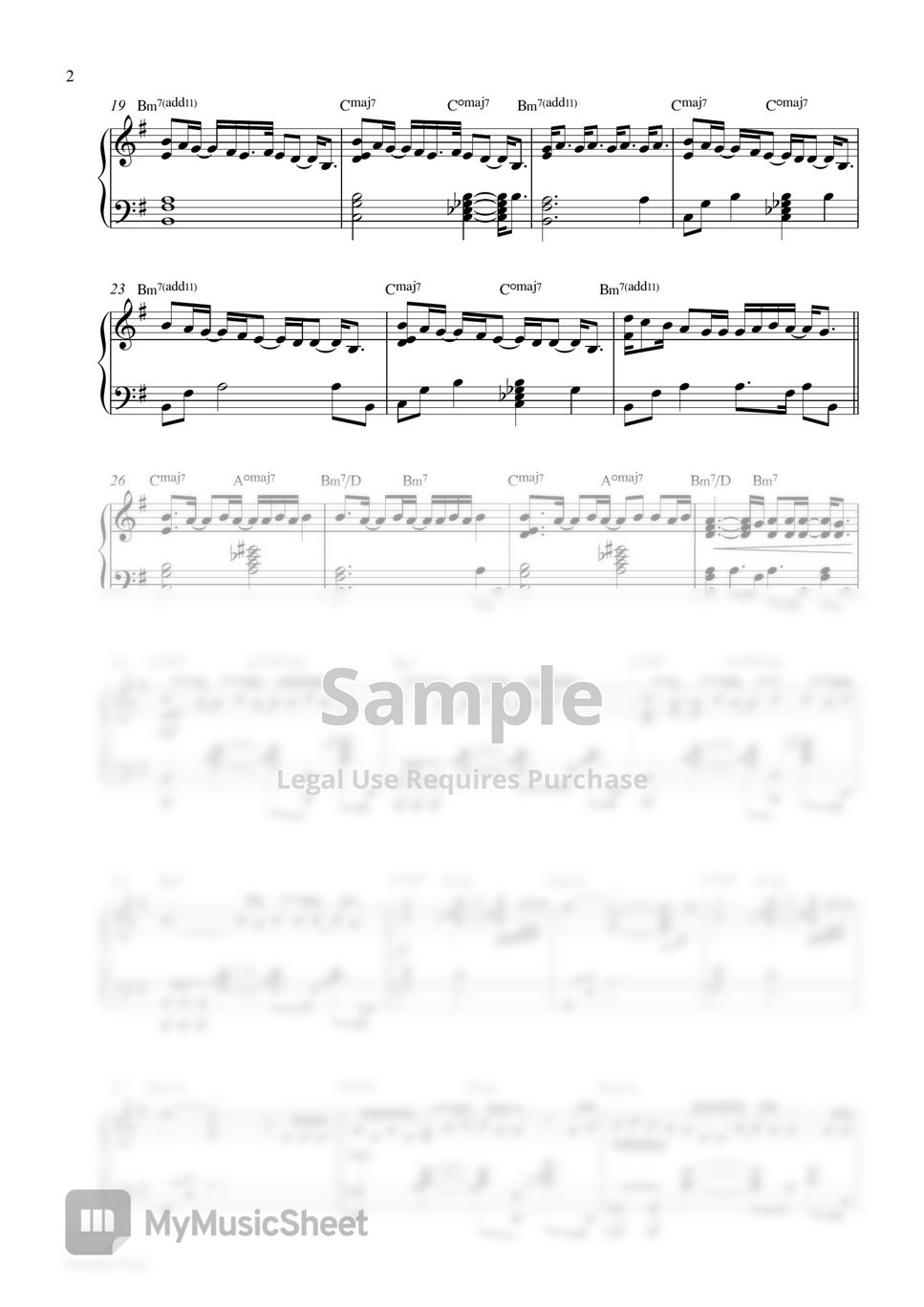 V - Rainy Days (Piano Sheet) by Pianella Piano