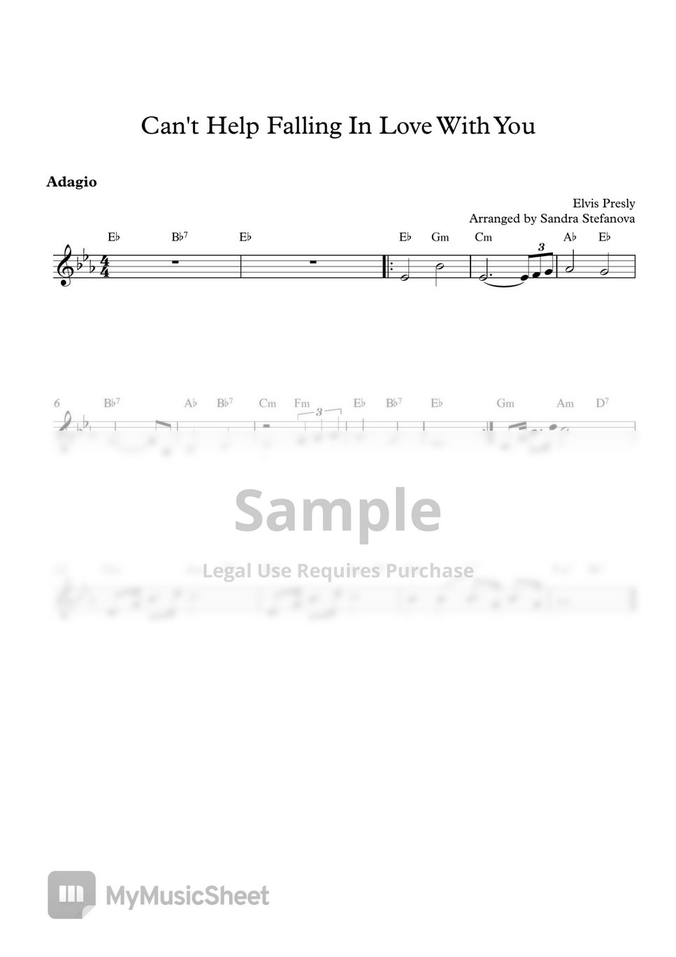 Elvis Presley - Can't Help Falling In Love (Leadsheet) by Sandra Stefanova