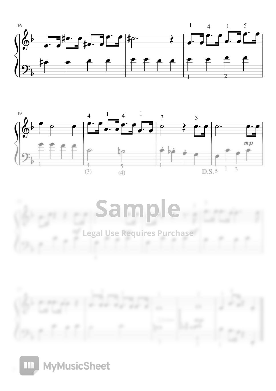 F.Bernard - Winer wonderland (Fdur・Piano solo beginner・with finger number)) by pfkaori