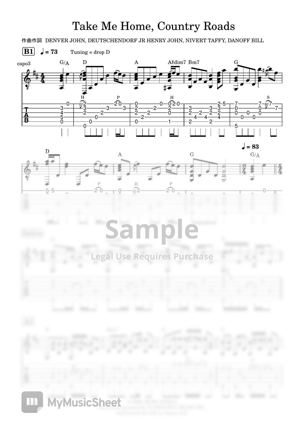 john-denver-take-me-home-country-roads-sheets-by-gpc